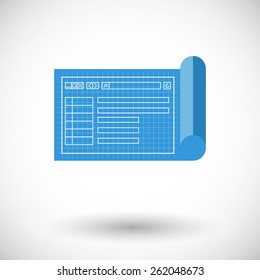 Blueprint. Single flat icon on white background. Vector illustration.