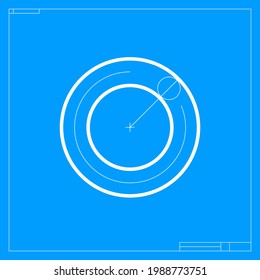 Blueprint sketch number zero logo with construction lines. Vector font for building company identity, architecture magazine, geometric posters.