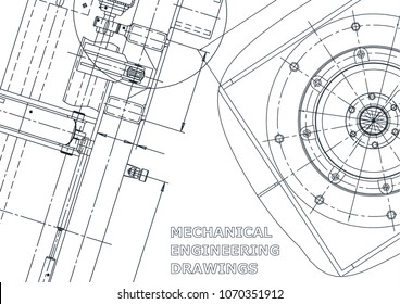 Blueprint, Sketch. Vector engineering illustration. Cover, flyer, banner, background. Instrument-making drawing