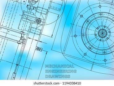 Blueprint, Sketch. Vector engineering illustration. Cover flyer banner Blue