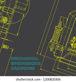Blueprint, Sketch. Vector engineering illustration. Cover, flyer, banner, background. Instrument. Corporate Identity. Gray