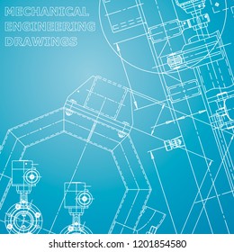 Blueprint, Sketch. Vector engineering illustration. Blue and white. Corporate Identity