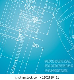 Blueprint, Sketch. Vector engineering illustration. Cover, flyer, banner, background. Corporate Identity. Blue and white