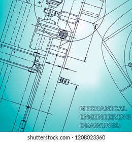 Blueprint, Sketch. Vector engineering illustration. Cover, flyer, banner, background. Corporate Identity. Light blue