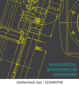 Blueprint, Sketch. Vector engineering illustration. Cover, flyer, banner, background Instrument-making drawings Corporate Identity Gray