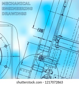 Blueprint, Sketch. Vector engineering illustration. Cover, flyer, banner, background. Instrument-making. Blue. Corporate Identity