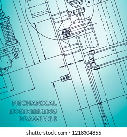 Blueprint, Sketch. Vector engineering illustration. Cover, flyer, banner, background. Instrument-making drawings. Light blue. Corporate Identity