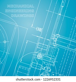 Blueprint, Sketch. Vector engineering illustration. Corporate Identity. Cover, flyer, banner. Blue and white