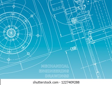 Blueprint, Sketch. Vector engineering illustration. Cover, flyer. Blue and white