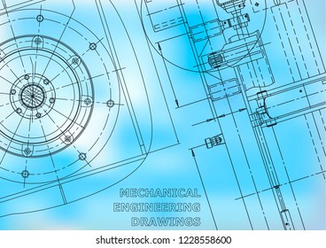 Blueprint, Sketch. Vector engineering illustration Cover flyer Blue