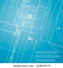 Blueprint, Sketch. Vector engineering illustration. Corporate Identity. Cover, flyer. Blue and white