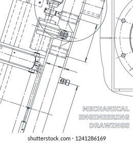 Blueprint, Sketch. Vector engineering illustration. Cover, flyer, banner, background. Instrument-making drawings. Corporate Identity
