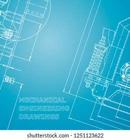 Blueprint, Sketch. Vector engineering illustration. Cover, flyer, banner, background Instrument Corporate Identity Blue and white