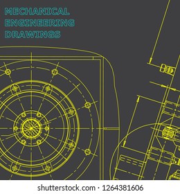 Blueprint, Sketch. Vector engineering illustration. Cover, flyer, banner, background. Instrument-making drawing. Mechanical. Corporate Identity. Gray