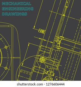 Blueprint, Sketch. Vector engineering illustration. Cover, flyer, banner, background. Instrument-making. Gray. Corporate Identity