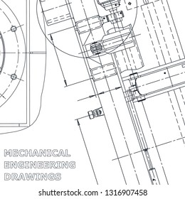 Blueprint, Sketch. Vector engineering illustration. Cover, flyer, banner, background. Instrument-making. Mechanical. Corporate Identity