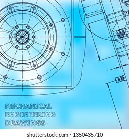 Blueprint, Sketch. Vector engineering illustration. Cover, flyer, banner background Instrument Mechanical Corporate Identity Blue