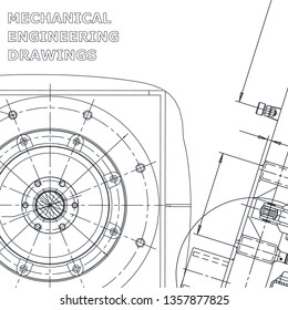 Blueprint, Sketch. Vector engineering illustration. Cover, flyer, banner, background. Instrument-making drawing. Mechanical. Corporate Identity