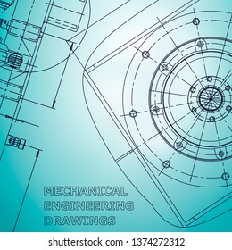 Blueprint, Sketch. Vector engineering illustration. Cover, flyer, banner, Light blue
