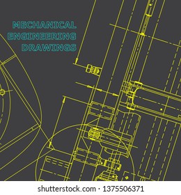 Blueprint, Sketch. Vector engineering illustration. Cover, flyer. Gray