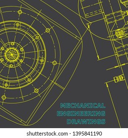 Blueprint, Sketch. Vector engineering illustration. Cover. Mechanical. Gray