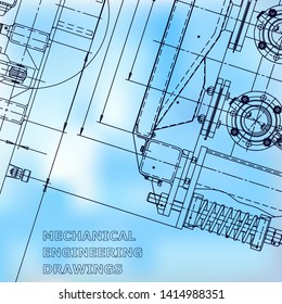 Blueprint, Sketch. Vector engineering illustration. Cover, flyer, banner, background