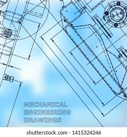 Blueprint, Sketch. Vector engineering illustration. Cover, flyer, banner, background