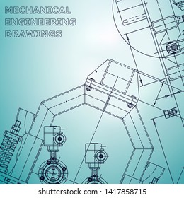 Blueprint, Sketch. Vector engineering illustration. Cover, flyer, banner, background