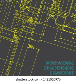 Blueprint, Sketch. Vector engineering illustration. Cover, flyer, banner, background