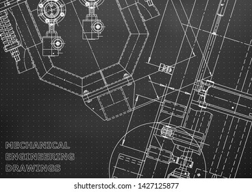 Blueprint, Sketch. Vector engineering illustration. Cover, flyer, banner