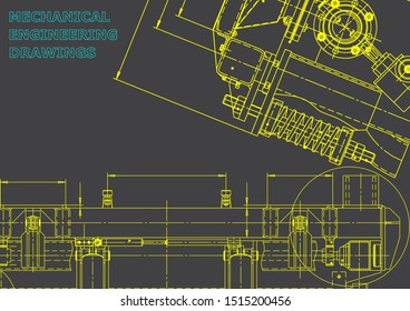 Blueprint, Sketch. Vector engineering illustration. Cover, flyer, banner, background. Instrument-making drawings