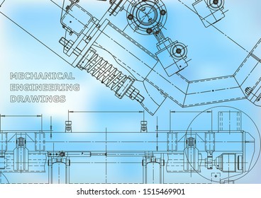 Blueprint, Sketch. Vector engineering illustration. Cover, flyer, banner, background. Instrument-making drawings
