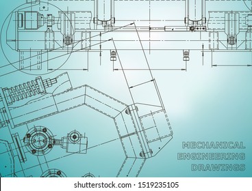 Blueprint, Sketch. Vector engineering illustration. Cover, flyer, banner, background. Instrument-making drawings