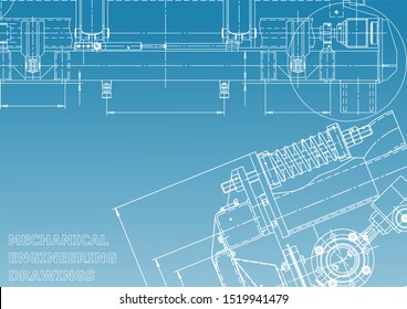 Blueprint, Sketch. Vector engineering illustration. Cover, flyer, banner, background. Instrument-making drawings