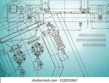 Blueprint, Sketch. Vector engineering illustration. Cover, flyer, banner, background. Instrument-making drawings