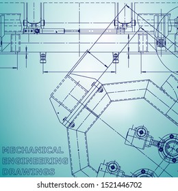 Blueprint, Sketch. Vector engineering illustration. Cover, flyer, banner, background