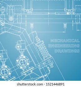 Blueprint, Sketch. Vector engineering illustration. Cover, flyer, banner, background