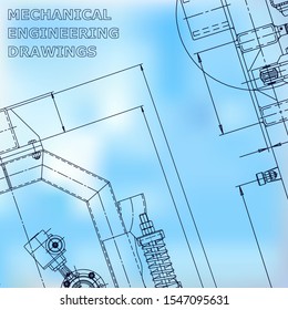 Blueprint, Sketch. Vector engineering illustration. Cover, flyer, banner, background