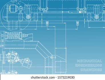 Blueprint, Sketch. Vector engineering illustration. Cover, flyer, banner, background. Instrument-making drawings