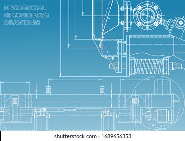 Blueprint, Sketch. Vector engineering illustration. Cover, flyer, banner, background. Instrument-making drawings