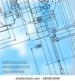 Blueprint, Sketch. Vector engineering illustration. Cover, flyer, banner, background