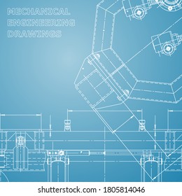 Blueprint, Sketch. Vector engineering illustration. Cover, flyer, banner, background