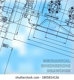 Blueprint, Sketch. Ilustración de ingeniería de vectores. Portada, volante, pancarta, fondo