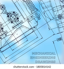 Blueprint, Sketch. Vector engineering illustration. Cover, flyer, banner, background