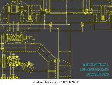 Blueprint, Sketch. Ilustración de ingeniería de vectores. Portada, volante, pancarta, fondo. Dibujos de instrumentos
