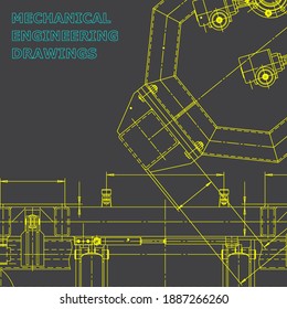 Blueprint, Sketch. Vector engineering illustration. Cover, flyer, banner, background