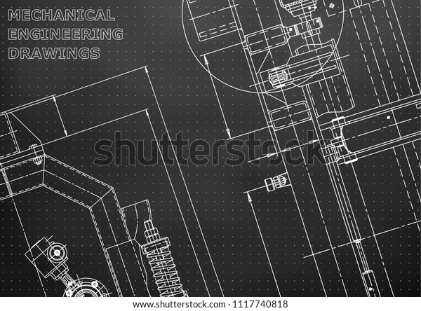 Blueprint, Sketch. Vector illustration. Cover, flyer,
banner, background. Instrument-making drawings. Mechanical
engineering drawing. Technical illustrations, backgrounds. Scheme,
plan. Bl