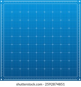 Blueprint square background project template. Blueprint graph paper line grid pattern. Blue vector illustration