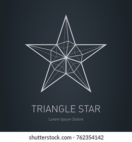 Blueprint of star. Vector logo template. Design element with triangles and rhombus