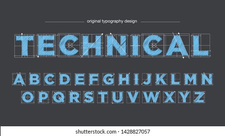 Blueprint Style Blue Artistic Font